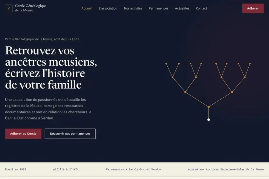 Aperçu du site Cercle Généalogique de la Meuse