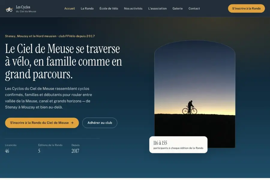 Aperçu du site Les Cyclos du Ciel de Meuse