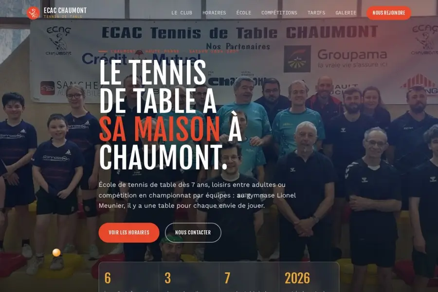 Aperçu du site ECAC Chaumont Tennis de Table