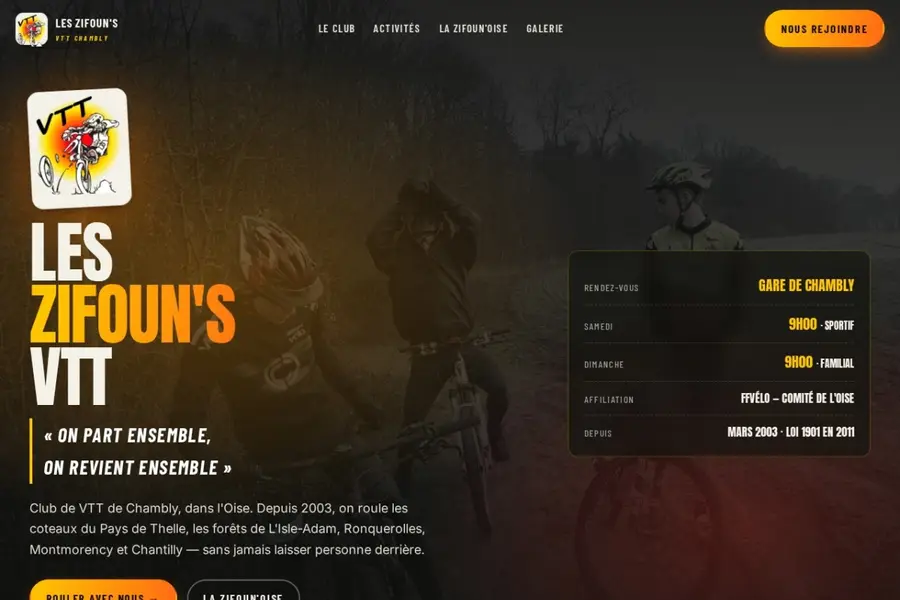 Aperçu du site Les Zifoun's VTT