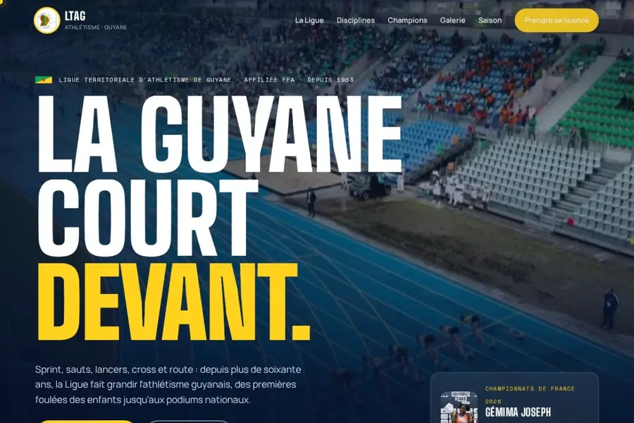 Aperçu du site Ligue Territoriale d'Athlétisme de la Guyane