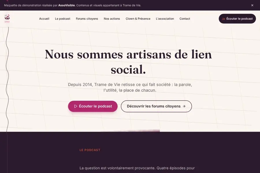 Aperçu du site Trame de Vie